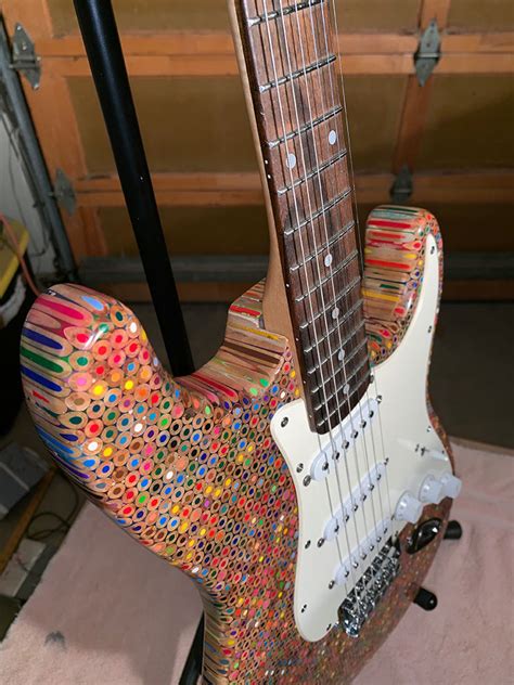 Dude Created A Custom Electric Guitar With 1200 Colored Pencils Shouts