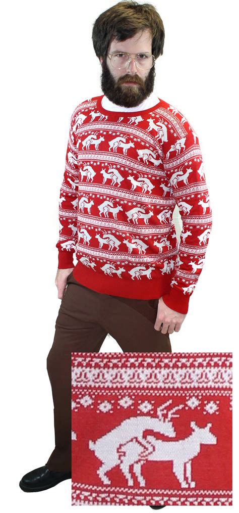 Reindeer Humping Ugly Christmas Sweater W Holiday Insertion And Christmas Dongs Ebay