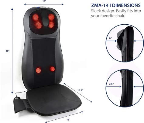 Zyllion Shiatsu Back And Neck Massager Cushion Pad With Soothing Heat Function High Intensity