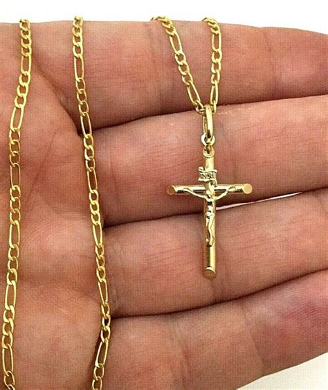 Gold Cross Necklace Chains Necklace Jewelry Necklaces Figaro Chains