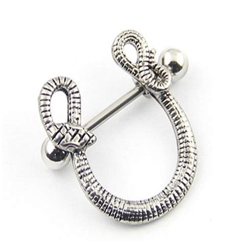 Surgical Steel Tribal Snake Nipple Ring Straight Barbell Shield 14
