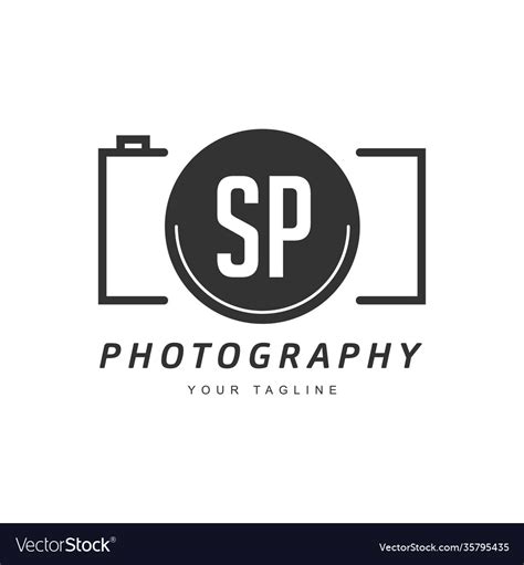 Sp Letter Logo Design With Camera Icon Royalty Free Vector