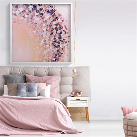 Pink Wall Art Prints Bedroom Wall Decor Pink Flowers Print Etsy