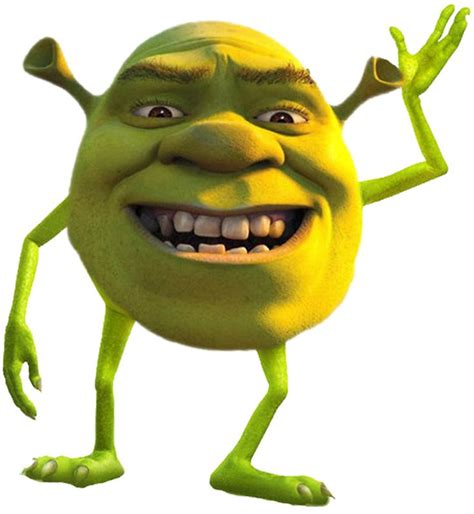 A Green Cartoon Character Is Smiling And Holding His Hands In The Air