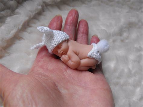 Ooak Miniature Baby Doll Bunny 2 Inch5cm Polymer Clay By Baby