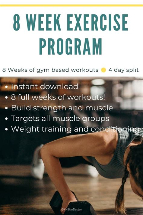 8 Week Exercise Program Printable Gym Guide Weekly Gym Plan Etsy