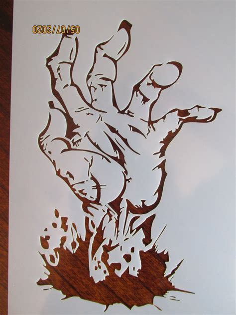 Zombie Hand Stenciltemplate Reusable 10 Mil Mylar Death Hand Etsy