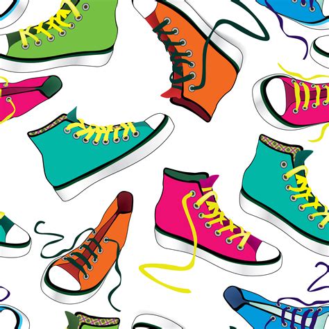 Sneakers Tile Background Different Sport Shoes Seamless Pattern 523737