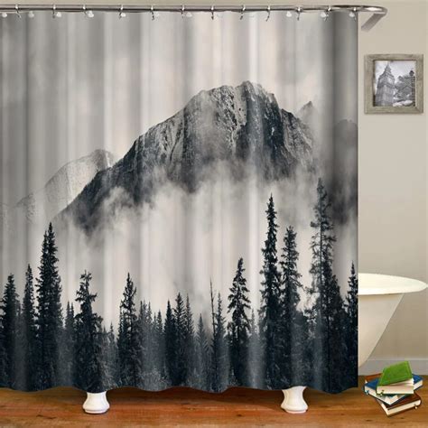 National Parks Home Decor Shower Curtain Smokey Mountain Cliff Outdoor