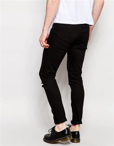 Lyst Cheap Monday Jeans Tight Skinny Fit Ripped Black In Black For Men