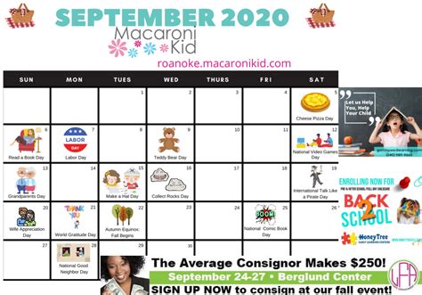 Fun Days To Celebrate September With A Free Calendar For Your Fridge
