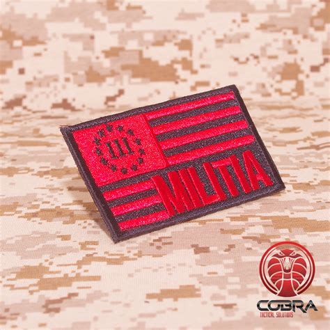 Iii Militia Usa Flag Red Moral Embroidered Patch Velcro Military