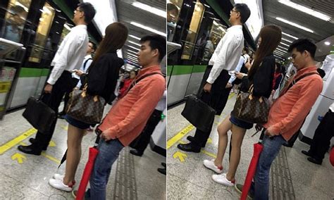 Shanghai Commuter Takes Upskirt Pictures Of A Woman On A Subway