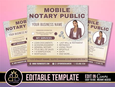 Notary Public Service Flyer Template Notary Social Media Flyer