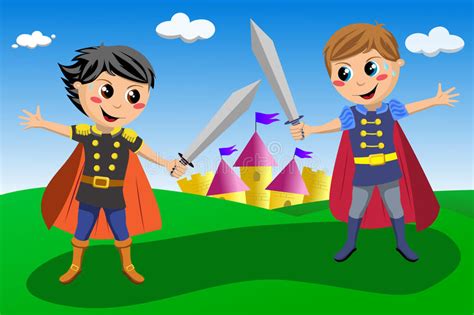 Two Little Knights In A Duel Stock Vector Illustration Of Story