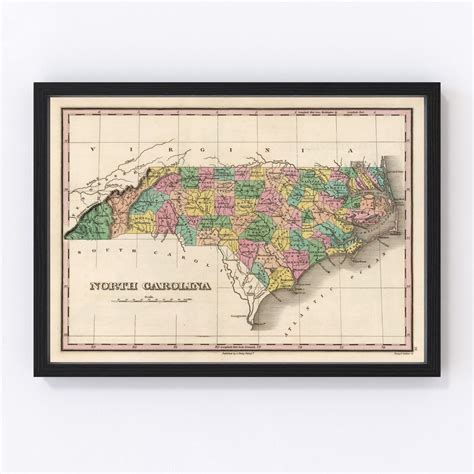 Vintage Map Of North Carolina 1824 By Teds Vintage Art