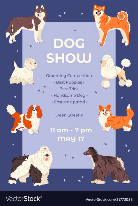 Promo Poster Template Dog Show Flat Royalty Free Vector