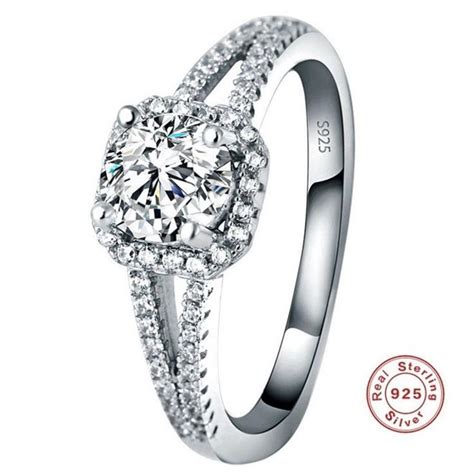 👍 Yknrbph Hot Selling S925 Sterling Silver Diamond Ring Womens Wedding Zircon Fine Jewelry