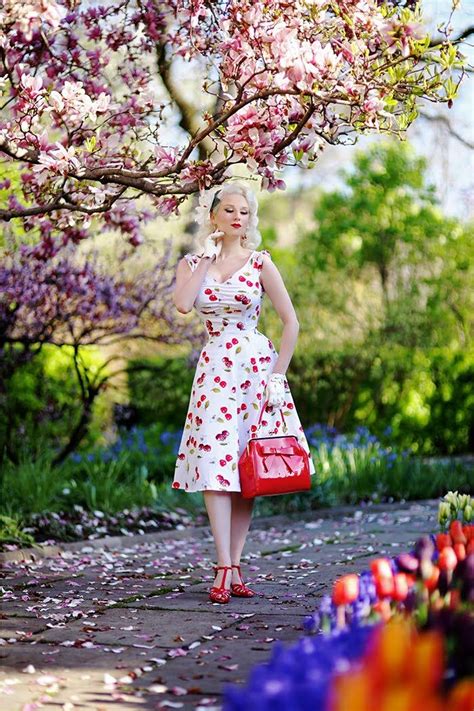 rachel ann jensen ♥ cherries and blossoms miss retro chic at conservatory garden 1950s pinup
