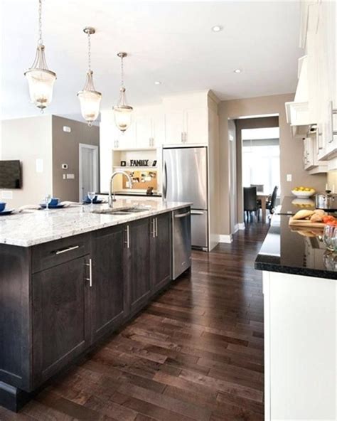 Kitchen With Grey Wood Floors And Brown Wood Floors In 2020 Hardwood