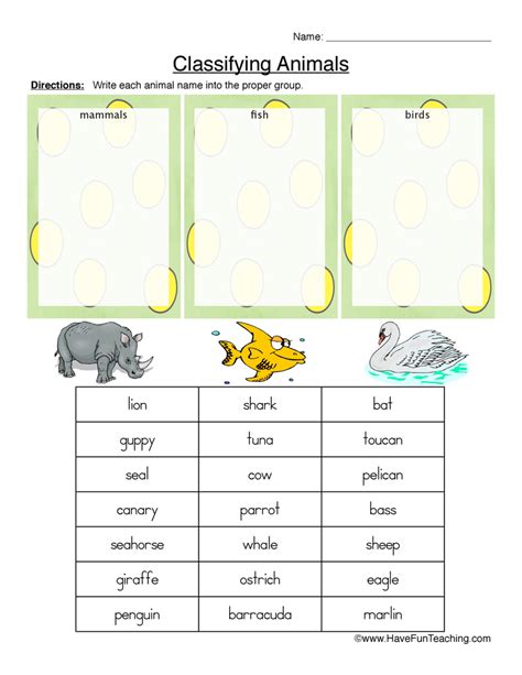 Worksheet Animals For Grade 1