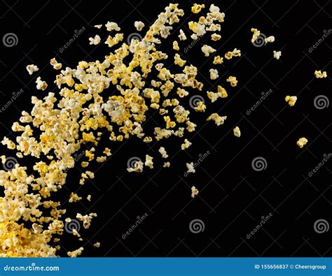 Flying Popcorn Or Wave From It Isolated On Black Background Stock Image