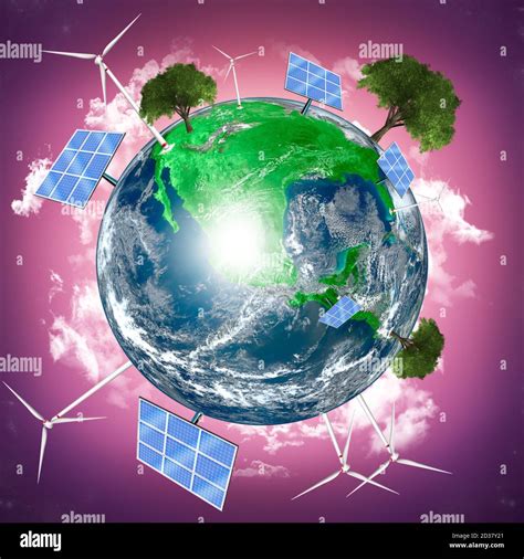 Save The Planet Earth Renewable Energy And Efficency Concept Green