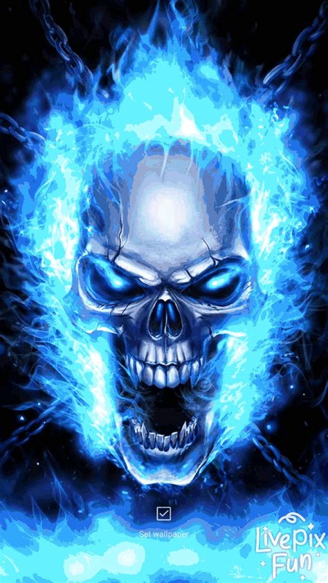 Blue Fire Skull Live Wallpaper💀 Skull Wallpaper Skull Artwork