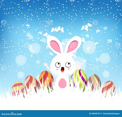 Happy Easter Eggs And Bunny Winter Background Stock Vector