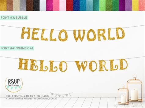 Hello World Banner Glitter Hello World Sign Baby Shower Etsy