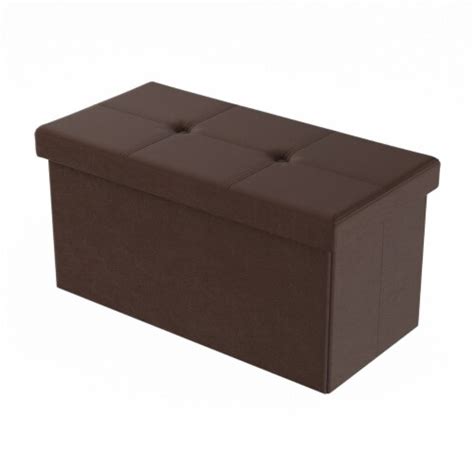 Large Foldable Storage Bench Ottoman Tufted Faux Leather Cube Organizer