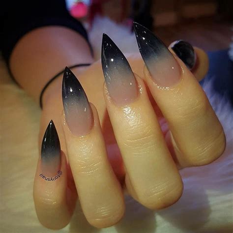 Black To Clear Ombre Stiletto Nails Stilettonails Goth Nails Trendy Nails Witchy Nails