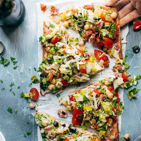 Chopped Salad Pizza Recipe Pinch Of Yum