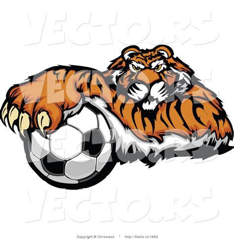 Vector Of A Competitive Cartoon Tiger Mascot Gripping