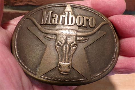 Vintage Brass Marlboro Belt Buckle Western Style Belt Buckle Etsy