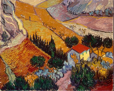 Landscape With House And Ploughman Painting Vincent Van Gogh Oil