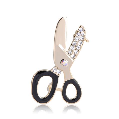 Blucome Latest Scissors Brooches For Women Collar Dress Collar Clips Tools Brooch Pins Bijoux