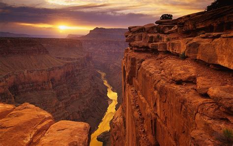 Rock Mountain Desert Grand Canyon Canyon River Sun Landscape Wallpaper