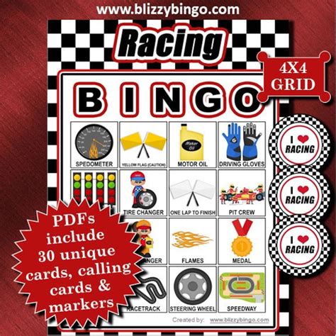 Racing 4x4 Bingo Printable Pdfs Contain Everything You Need To Etsy