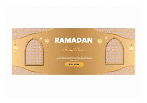 Premium Vector Realistic Ramadan Horizontal Gold Banners Vector