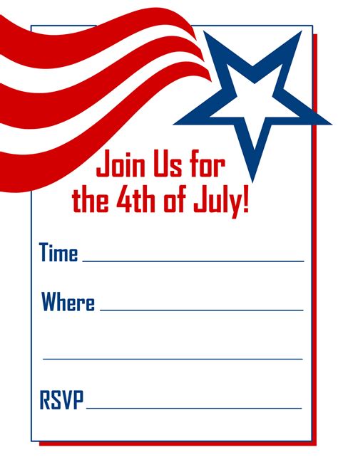 Fourth Of July Invitation Template Free Printable Templates