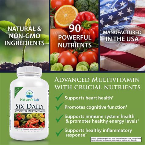 Natures Lab Six Daily Advanced Multivitamin 180 Capsules 30 Day