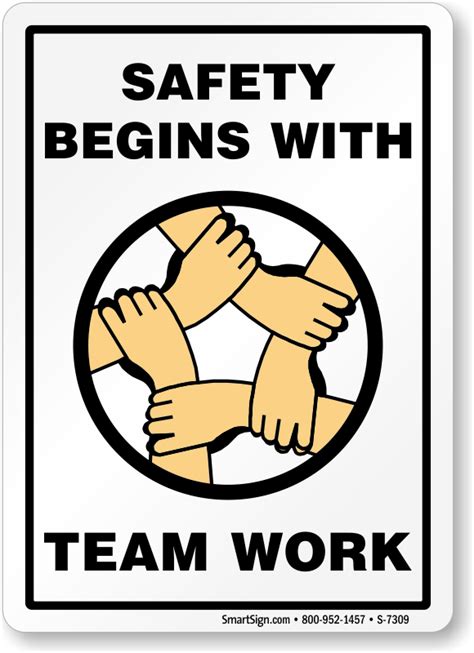 Safety Begins With Team Work Sign