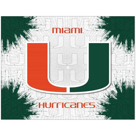 Miami Hurricanes Stretched Canvas Wall Art 32” X 24” In 2021 Print