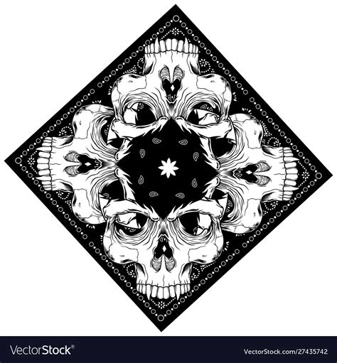 Bandana With Skull Hand Drawing Royalty Free Vector Image