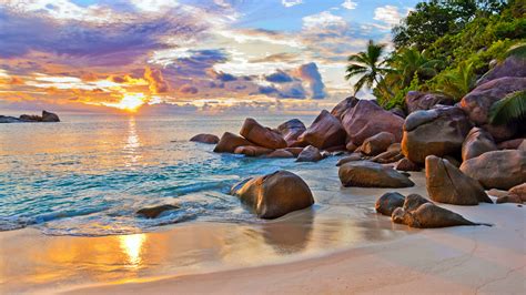 Sunrise At Seychelle Islands Wallpaper Backiee