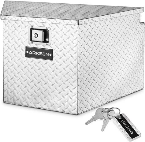 Arksen 33 Inch Heavy Duty Diamond Plate Aluminum Trailer Tongue Box Pickup Truck Tool Box