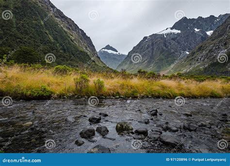 Monkey Creek New Zealand Stock Photo Image Of Snow 97120896