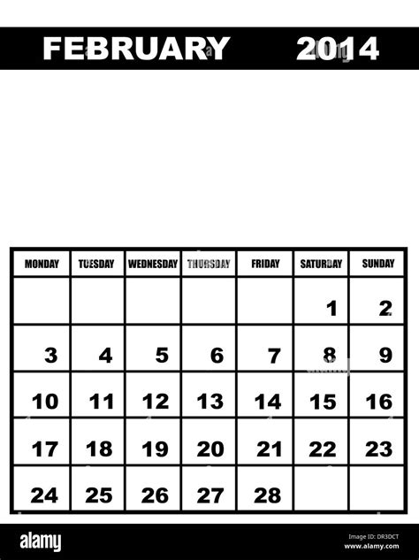 February Calendar 2014 Stock Photo Alamy