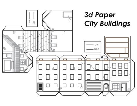 Printable 3d Paper City Buildings Template Paper City Paper City